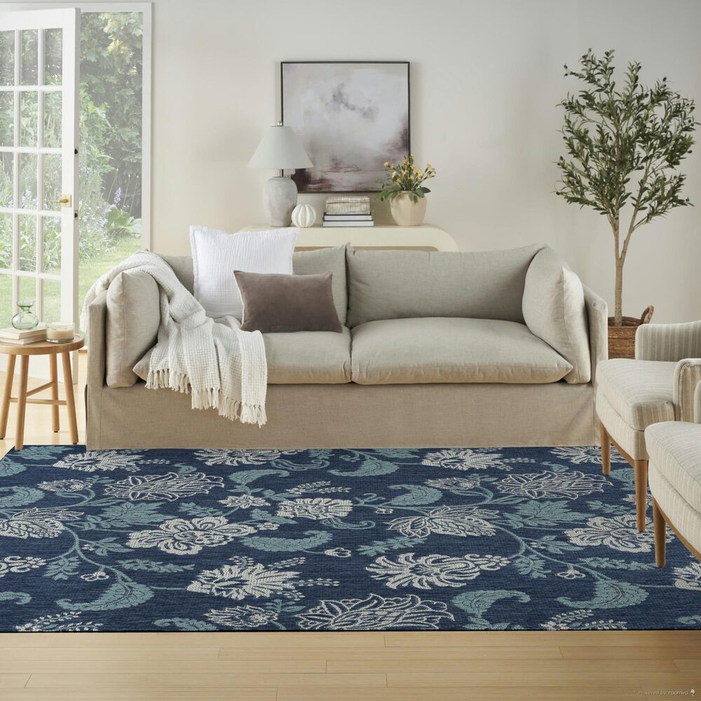 Nourison Garden Oasis GOA03 Navy 6&#39; x 9&#39; Indoor/Outdoor Area Rug, , large