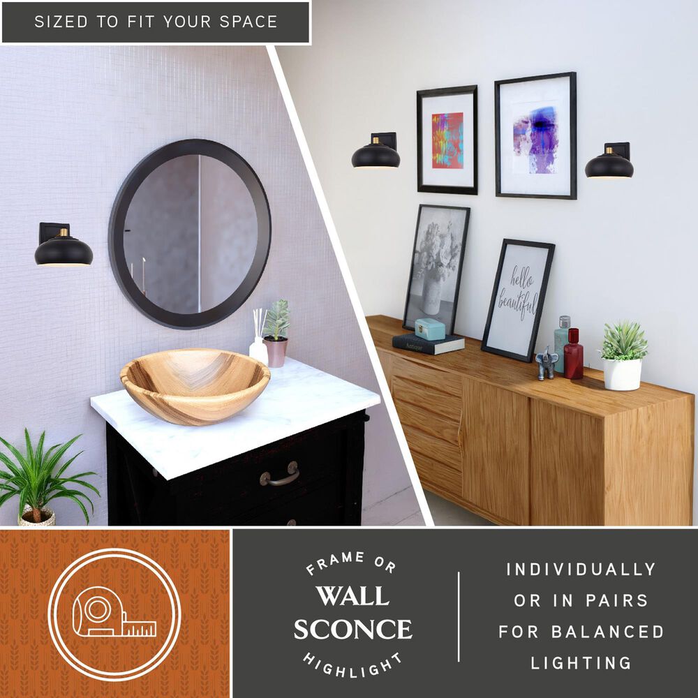 Vaxcel Belmont 1-Light Bathroom Vanity in Matte Black and Satin Brass, , large