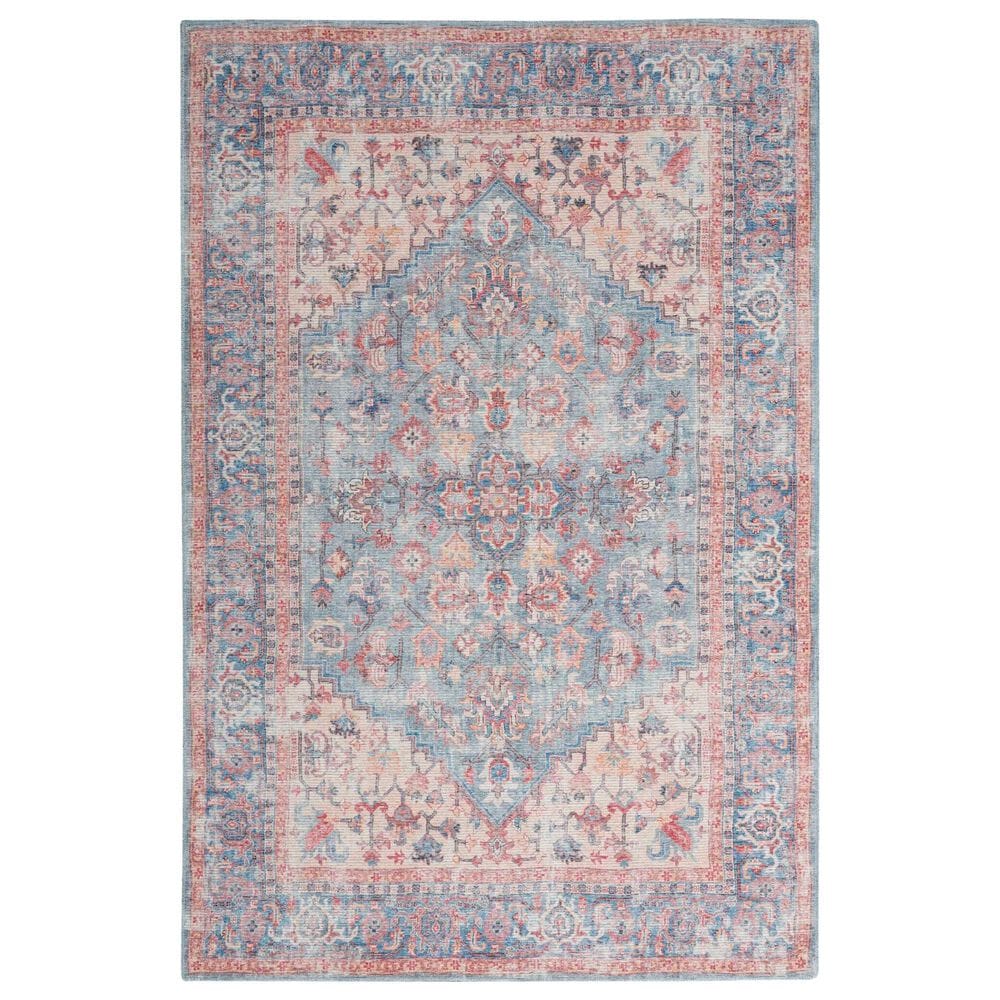 Nicole Curtis Machine Washable Traditional Boho Light Grey/Blue 9'2 x 12'  Area Rug, (9' x 12')