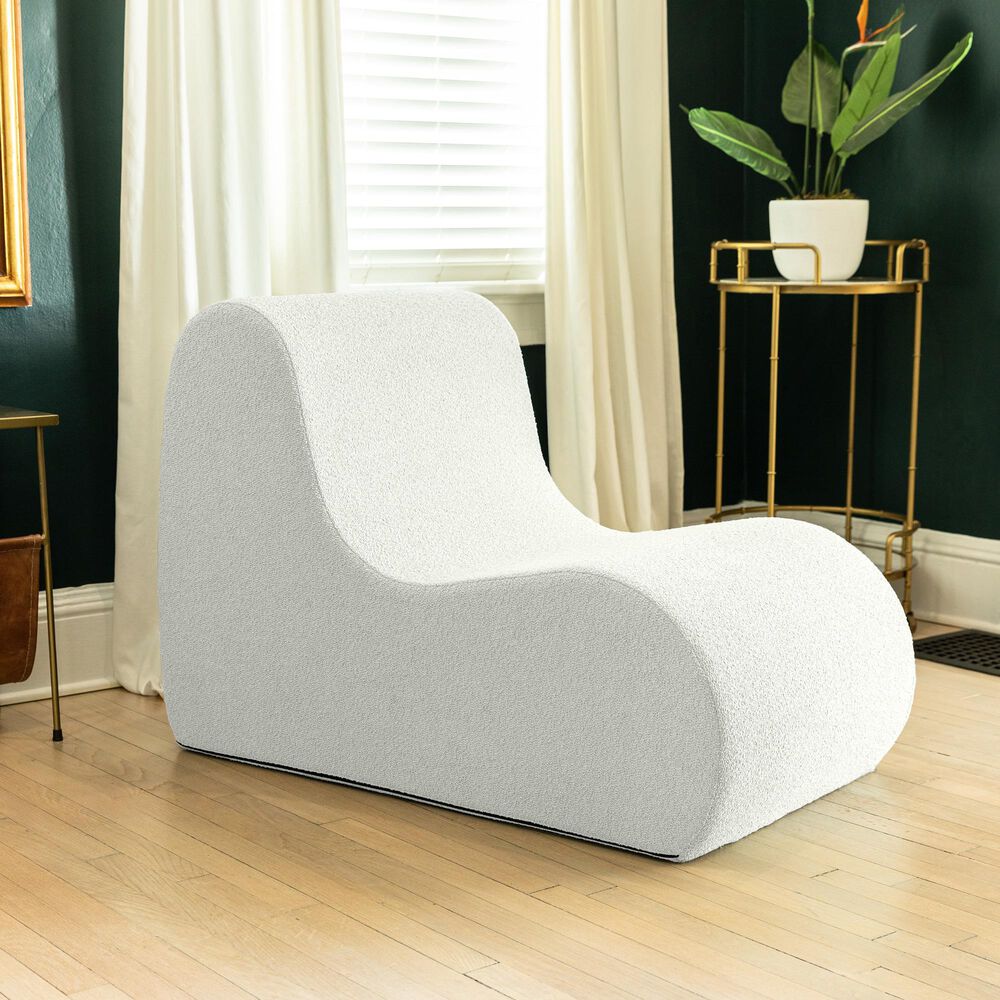 Jaxx Uptown Modern Armless Accent Chair in Boucle White, , large
