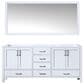 Lexora Home Jacques 72" Double Bathroom Vanity Cabinet Only in White and 70" Mirror, , large
