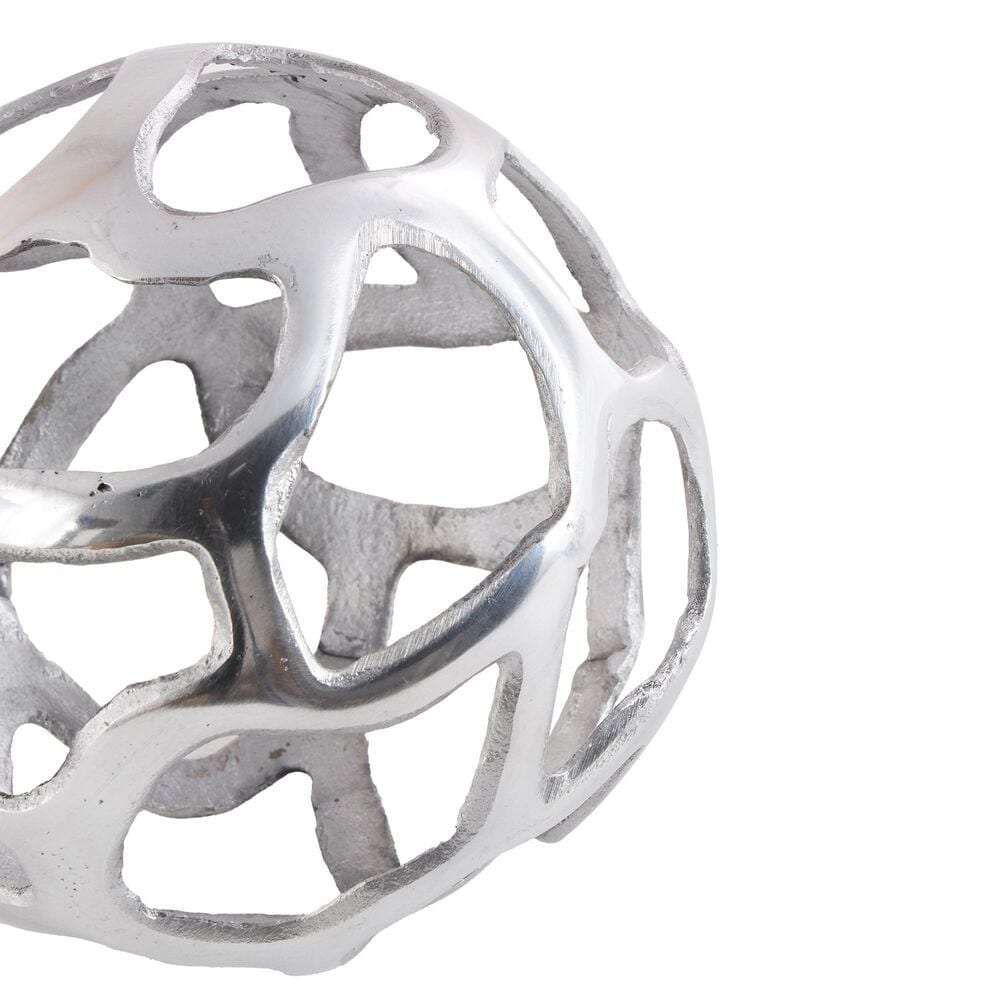 Maple and Jade 3-Piece Abstract Cutout Orb Decorative Sculpture Set in Silver, , large