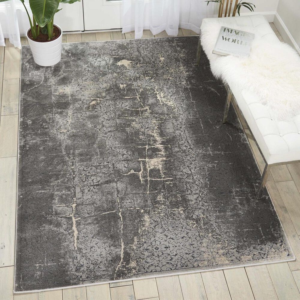 Nourison Heritage KI353 5"2" x 7"3" Charcoal Area Rug, , large