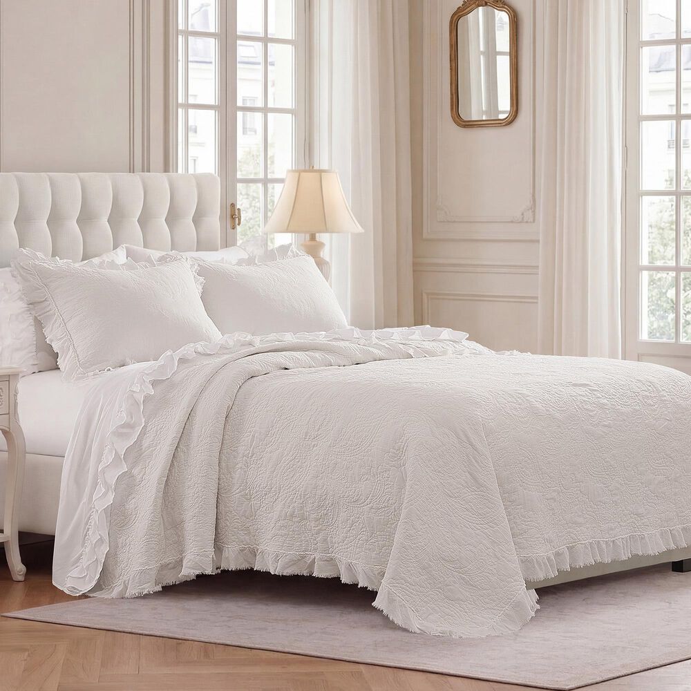 HiEnd Accents Sadie 3-Piece Full/Queen Quilt Set in White, , large