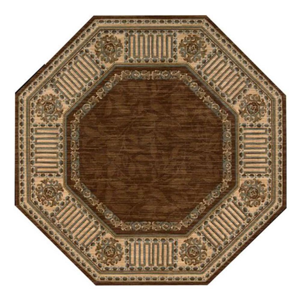 Nourison Valencierre VA27 8" Octagon Brown Area Rug, , large