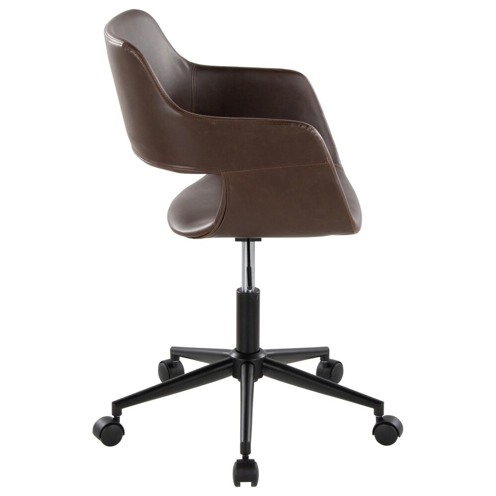 Lumisource Margarite Task Chair with Espresso Faux Leather Cushion in Black, , large