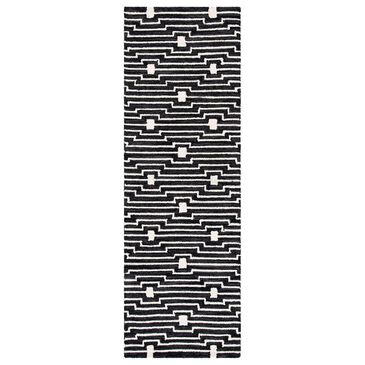 Safavieh Micro-Loop MLP166H 2"3" x 7" Charcoal and Ivory Runner, , large