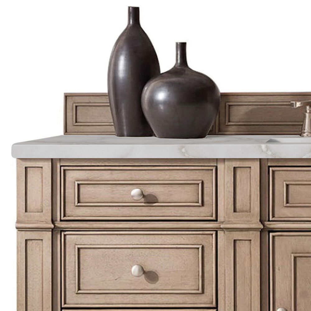 James Martin Vanities Bristol 60&quot; Single Bathroom Vanity in Whitewashed Walnut with 3 cm Victorian Silver Quartz Top and Rectangular Sink, , large