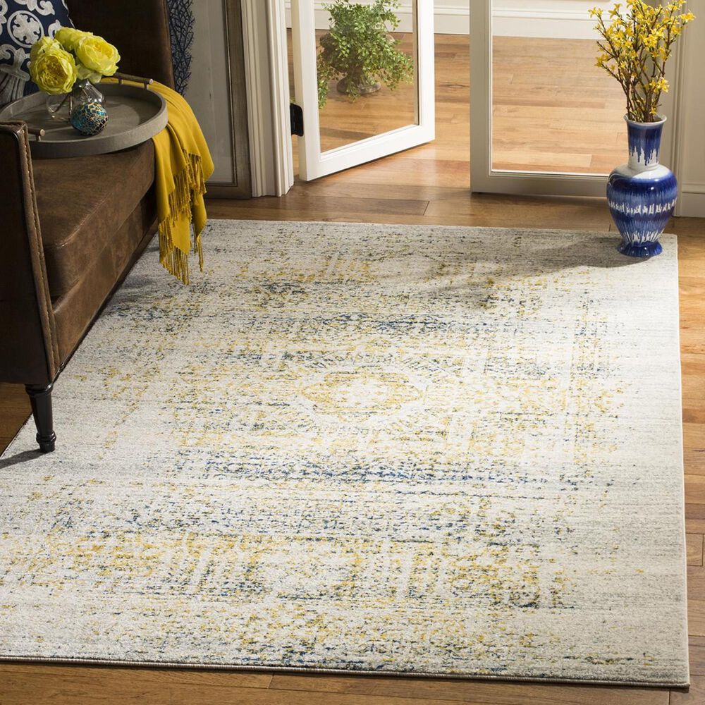 Safavieh Evoke EVK232C-4 4" x 6" Ivory/Blue Area Rug, , large