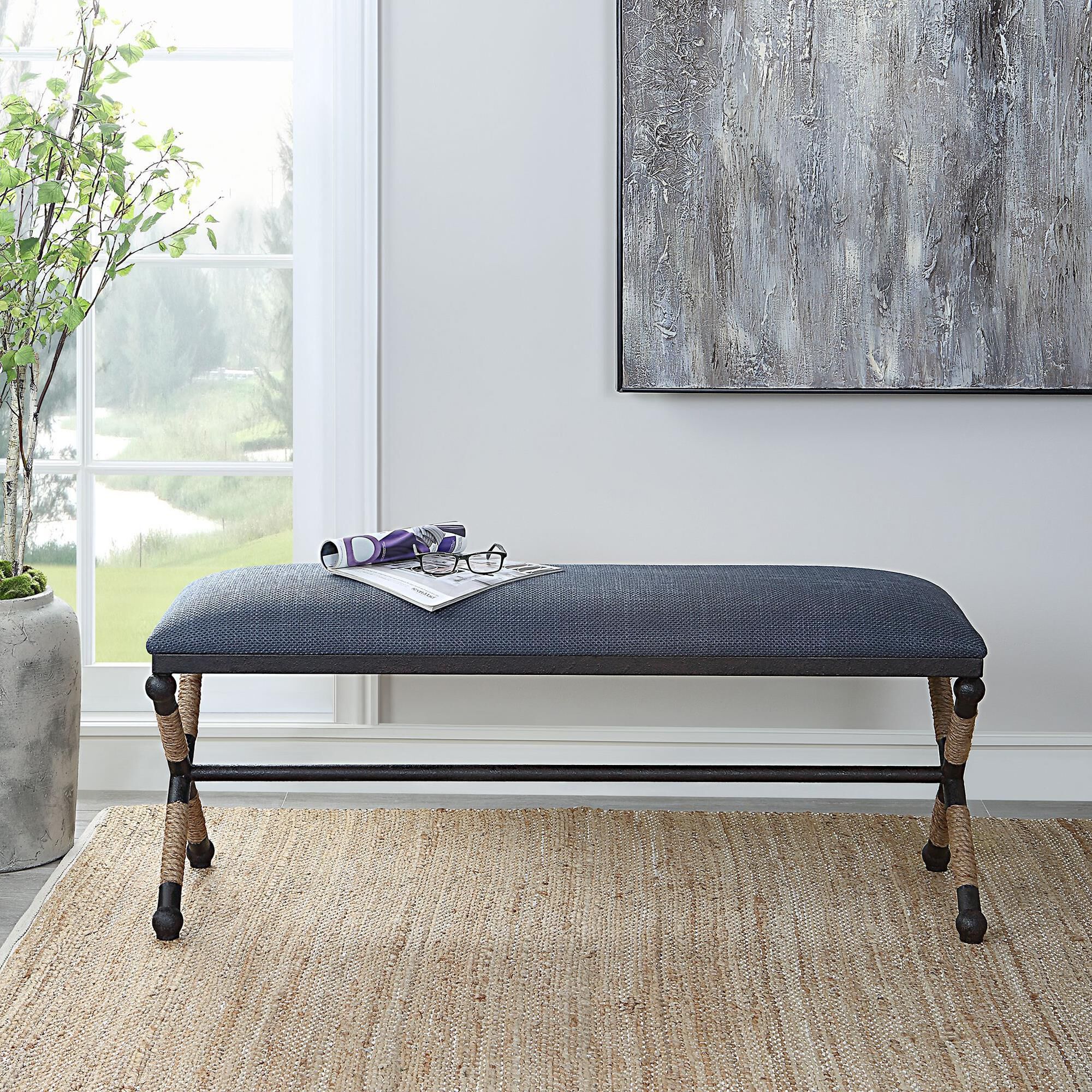 Navy best sale bedroom bench