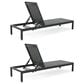 Hearth and Haven Cape Coral Outdoor Chaise Lounge with Adjustable Backrest and Wheels in Black and Gray (Set of 2), , large