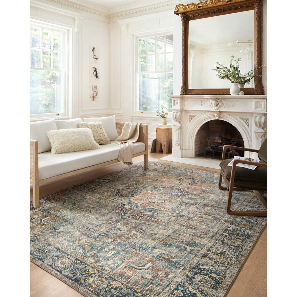 Loloi II Margot 5&#39; x 7&#39;6&quot; Terracotta and Lagoon Area Rug, , large
