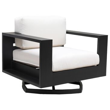 GatherCraft Milan Club Swivel Chair with Cushion in Linen Ivory, , large