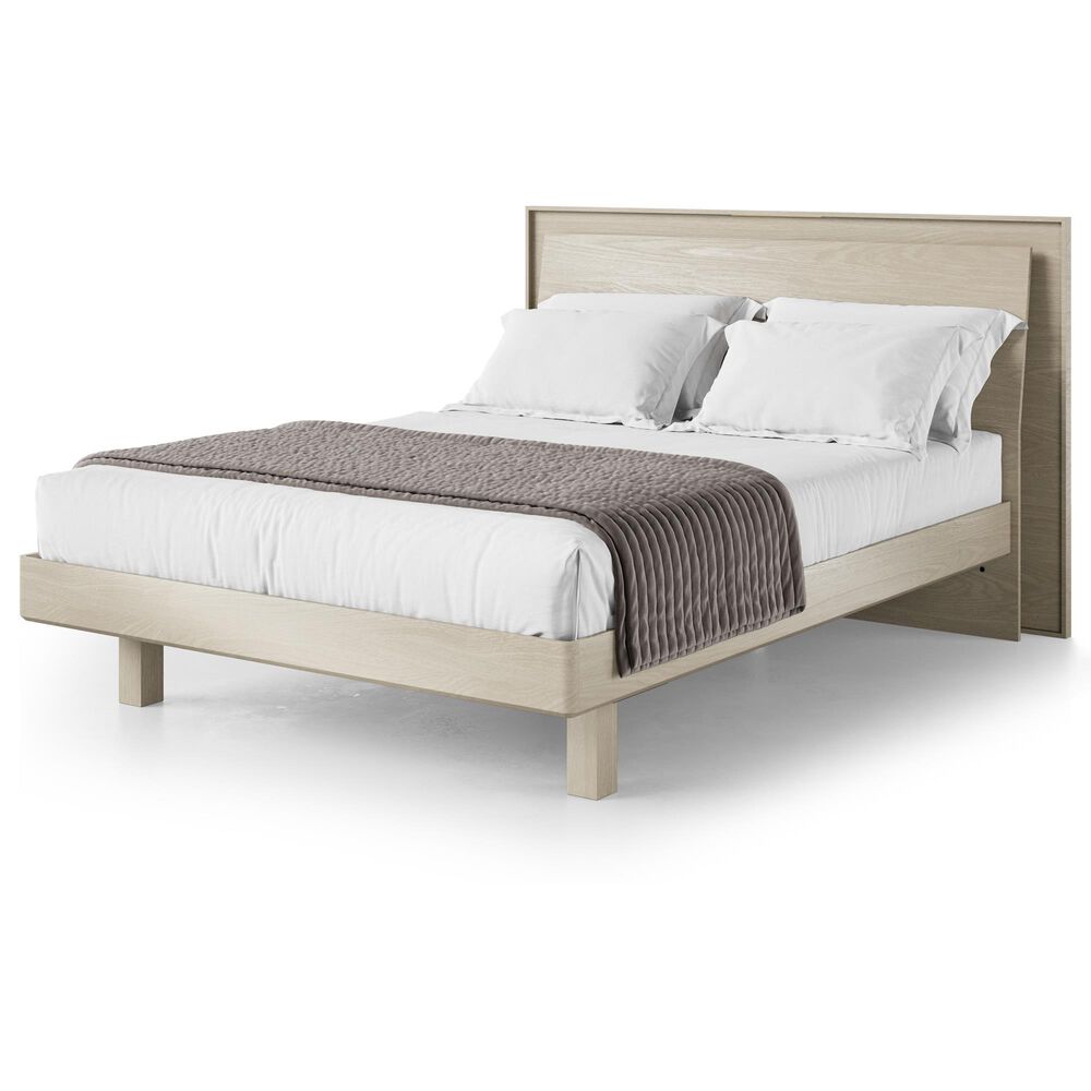 BDI Kava Queen Platform Bed in Washed Oak with Lighting and USB Ports, , large