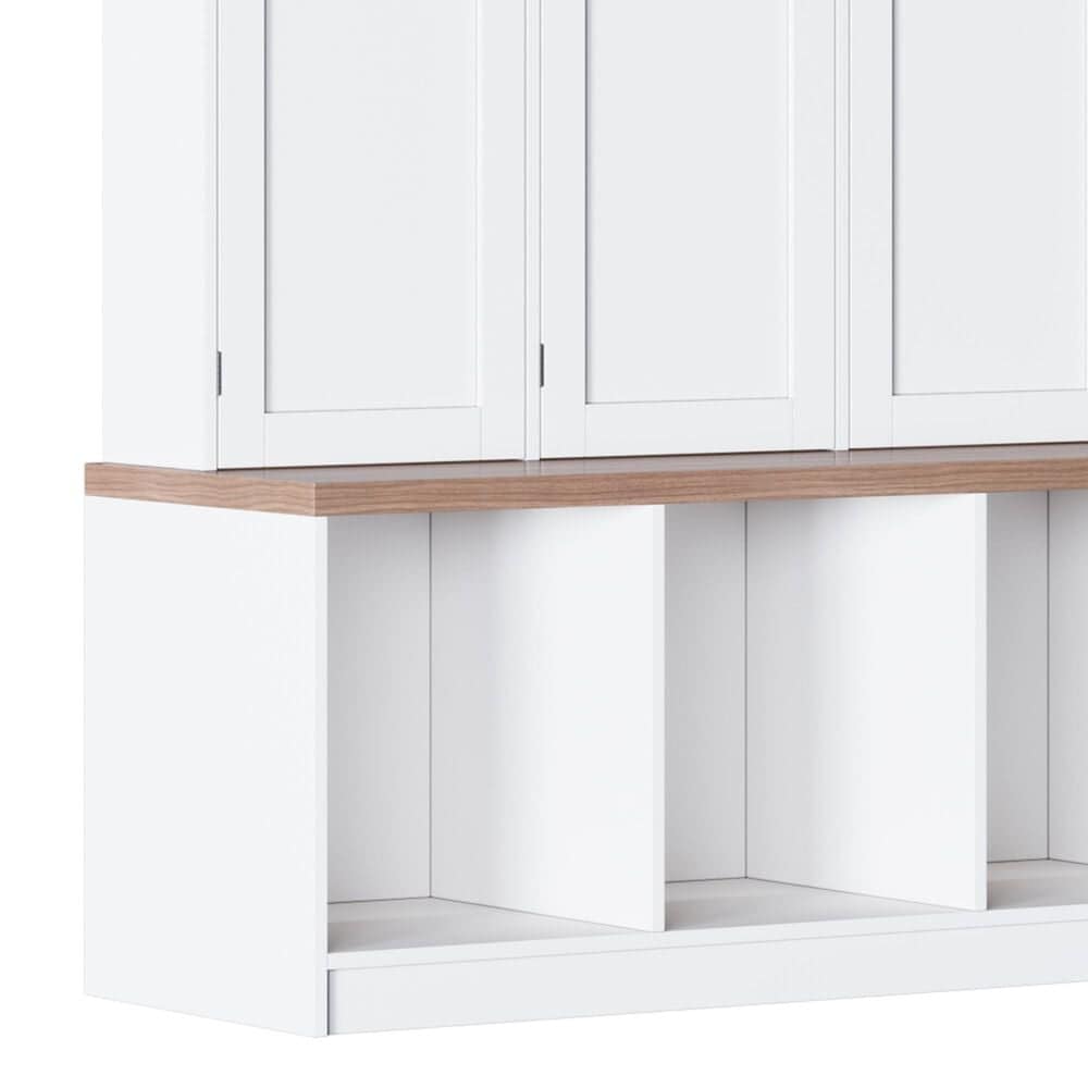 HOMLUX 4-Hook Hall Tree with 8-Door in White and Walnut, , large