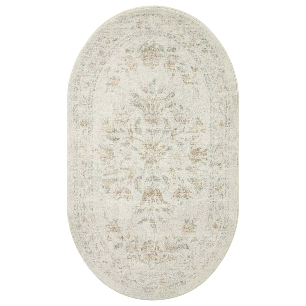 Rifle Paper Co Crafted by Cloth and Company Courtyard 2"3" x 3"9" Oval Lily Yellow and Multicolor Area Rug, , large