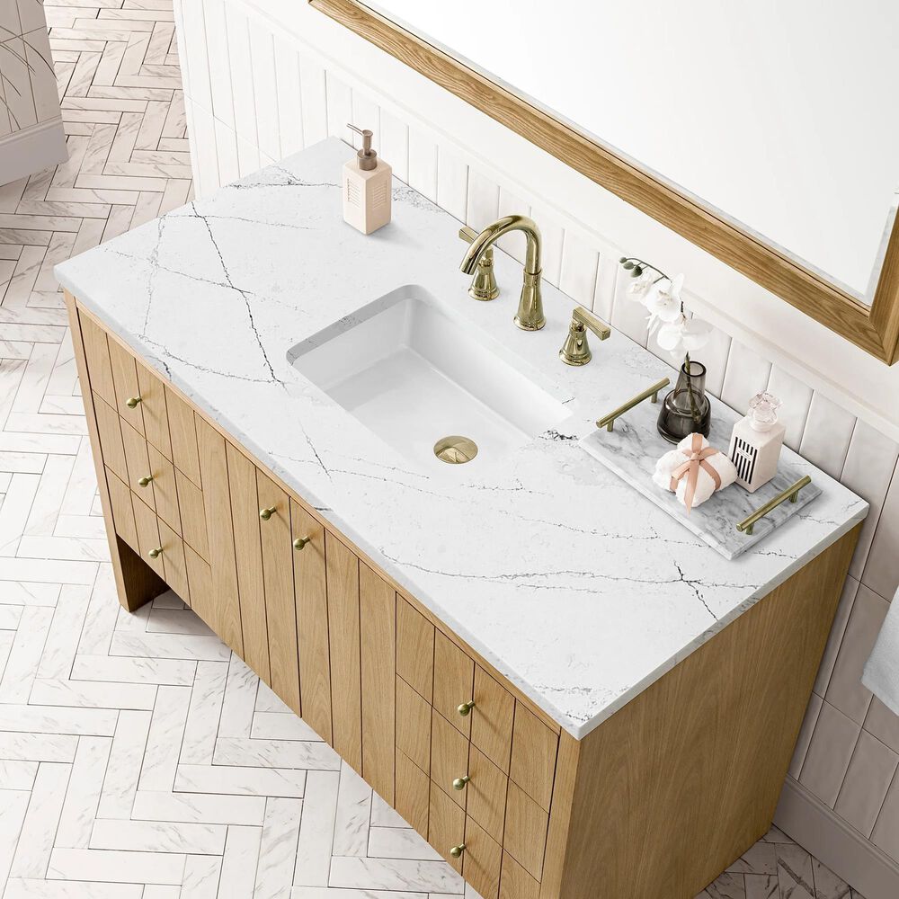 James Martin Vanities Hudson 48&quot; Single Bathroom Vanity in Light Natural Oak with 3 cm Ethereal Noctis Quartz Top and Rectangular Sink, , large