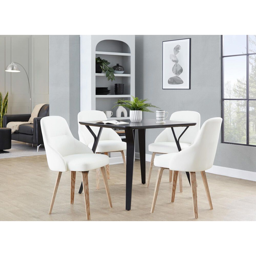 LumiSource York Side Chair with White Faux Leather Cushion in Whitewashed (Set of 2), , large