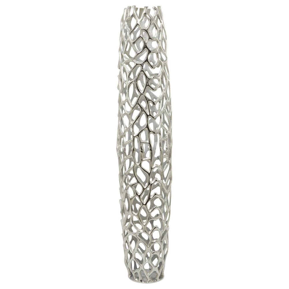 Maple and Jade 45&quot; Cutout Coral Decorative Vase in Satin Silver, , large