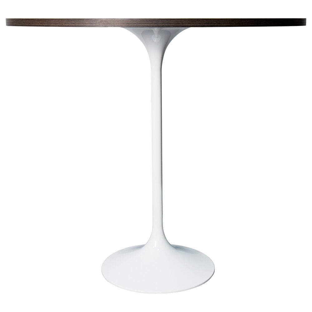 Leisuremod LeisureMod Verve Collection Modern Bar Height Table White Base with 48 Round Dark Walnut MDF Top, , large