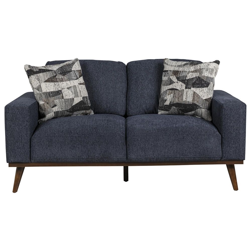 Golden Wave Furniture Heath Stationary Loveseat in Navy, , large