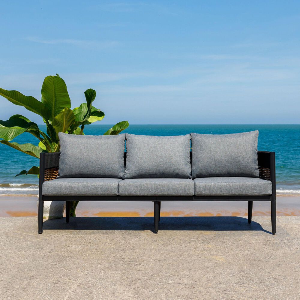 Safavieh Harrison 3-Seater Outdoor Sofa in Grey, , large