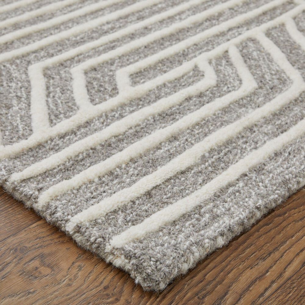 Feizy Lytton 2&#39;6&quot; x 8&#39; Gray and Cream Runner, , large