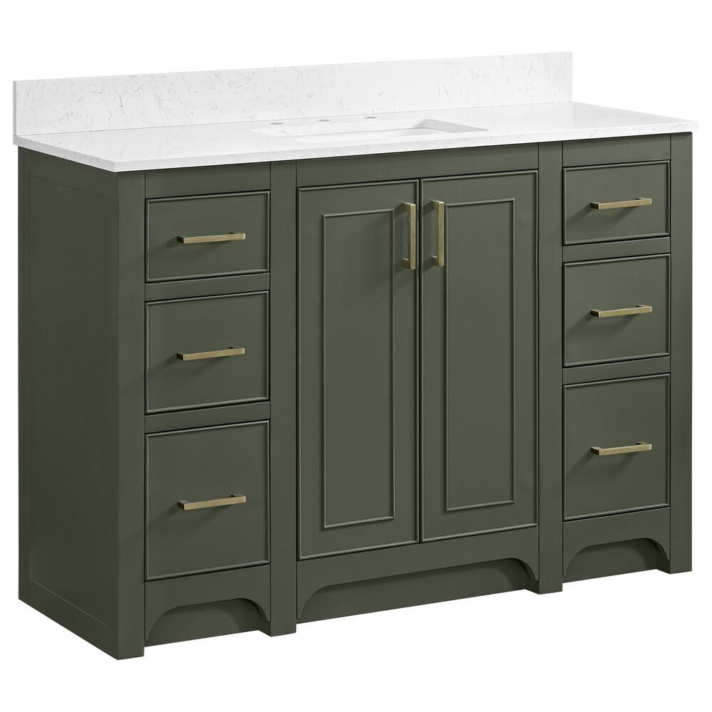 37B Lucerne 48" Single Bathroom Vanity in Deep Olive Green with Marble Top and Backsplash, , large