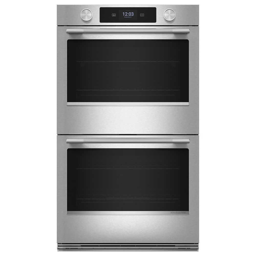 KitchenAid 2-Piece Kitchen Package with PrintShield Stainless Steel 30" Smart Double Wall Oven and Black 30" Electric Cooktop, , large