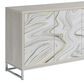 Steve Silver Mike 4-Door Sideboard in White, Gray, Yellow, Bronze and Chrome, , large