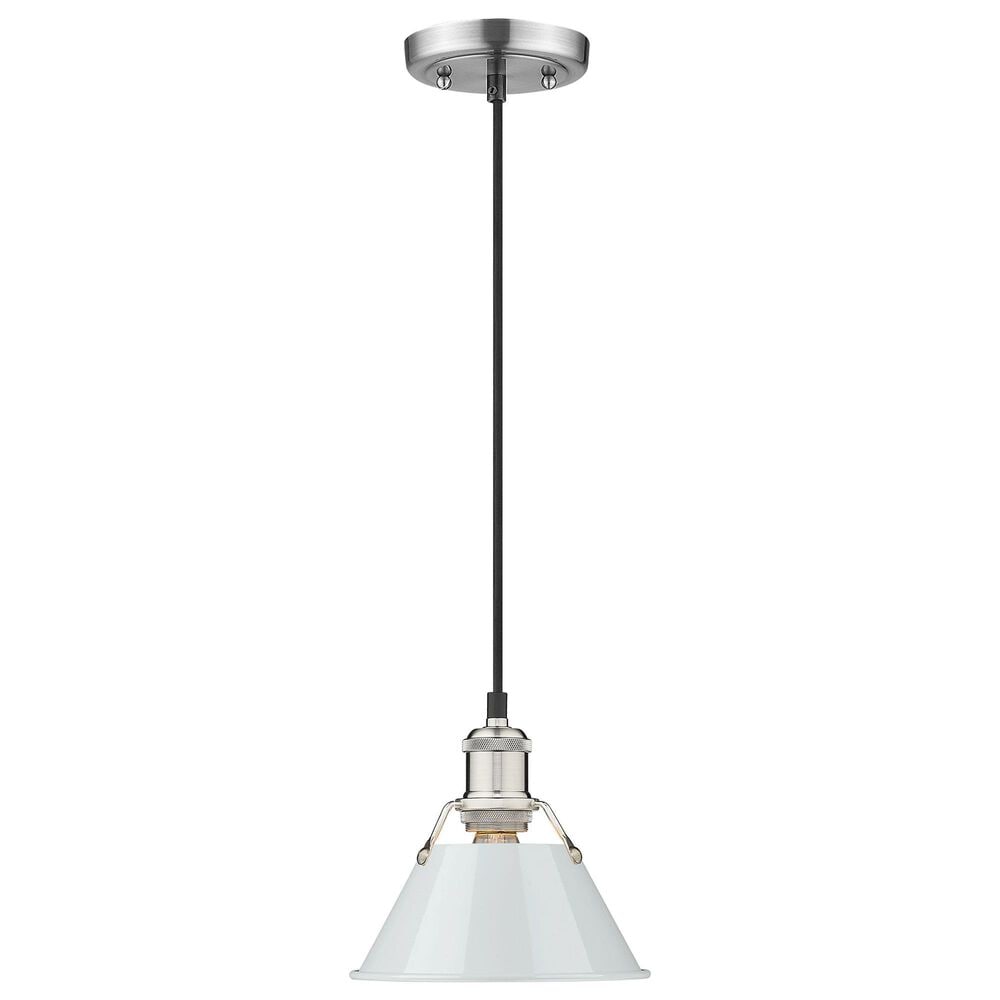Golden Lighting Orwell 1-Light Small Pendant with Dusky Blue Shade in Pewter, , large