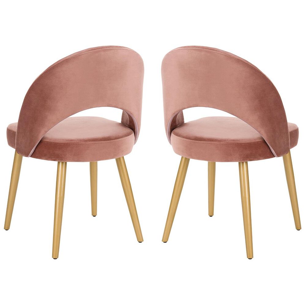 Safavieh Giani Dining Chair in Dusty Rose and Gold (Set of 2), , large