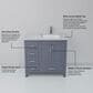 Lexora Home Jacques 36" Right Offset Single Bathroom Vanity in Dark Grey with 2 cm White Carrara Marble Top and Rectangular Sink, , large