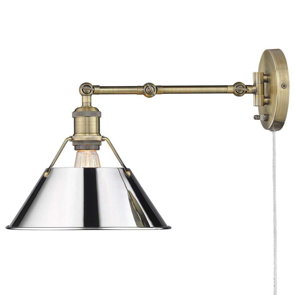 Golden Lighting Orwell 1-Light Wall Sconce in Aged Brass and Chrome, , large
