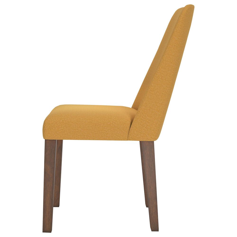 Ashley Lyncott Side Chair with Mustard Yellow Cushion in Brown, , large