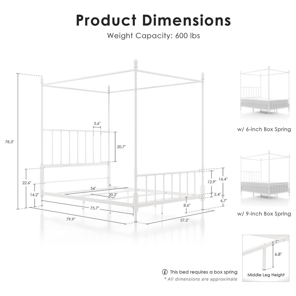 Furniture of America Elliot Full Canopy Bed in White, , large