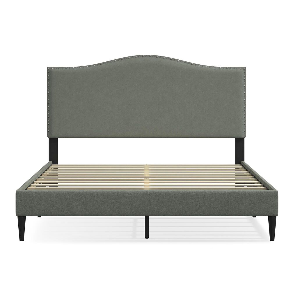 Glideaway Leighford Queen Upholstered Platform Panel Bed in Stone Mist, , large