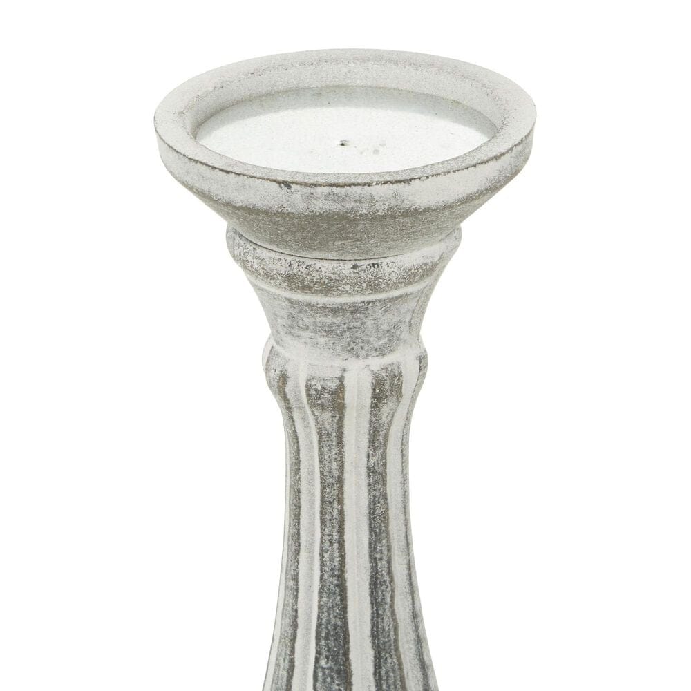 Maple and Jade Turned Pillar Decorative Candle Holder in Washed Gray and Black &#40;Set of 3&#41;, , large