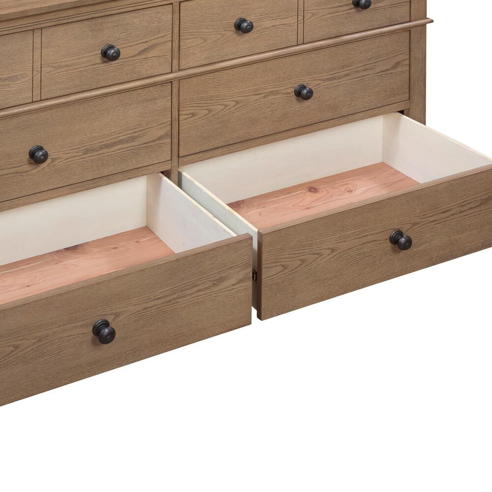 Riva Ridge Oxford 5-Piece King Panel Storage Bedroom Set in Tan with USB Ports, , large