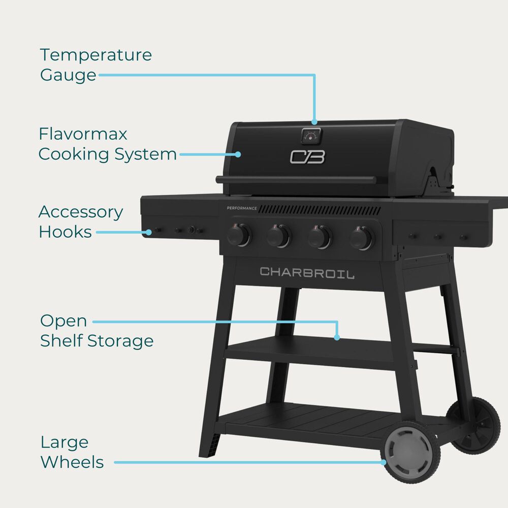 Char-Broil Performance Series FlavorMax 4 Burner Cart Gas Grill in Blackout, , large