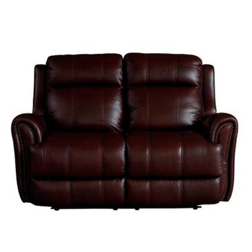 Bassett Marquee Leather Power Reclining Loveseat with Power Headrest in Chocolate, , large
