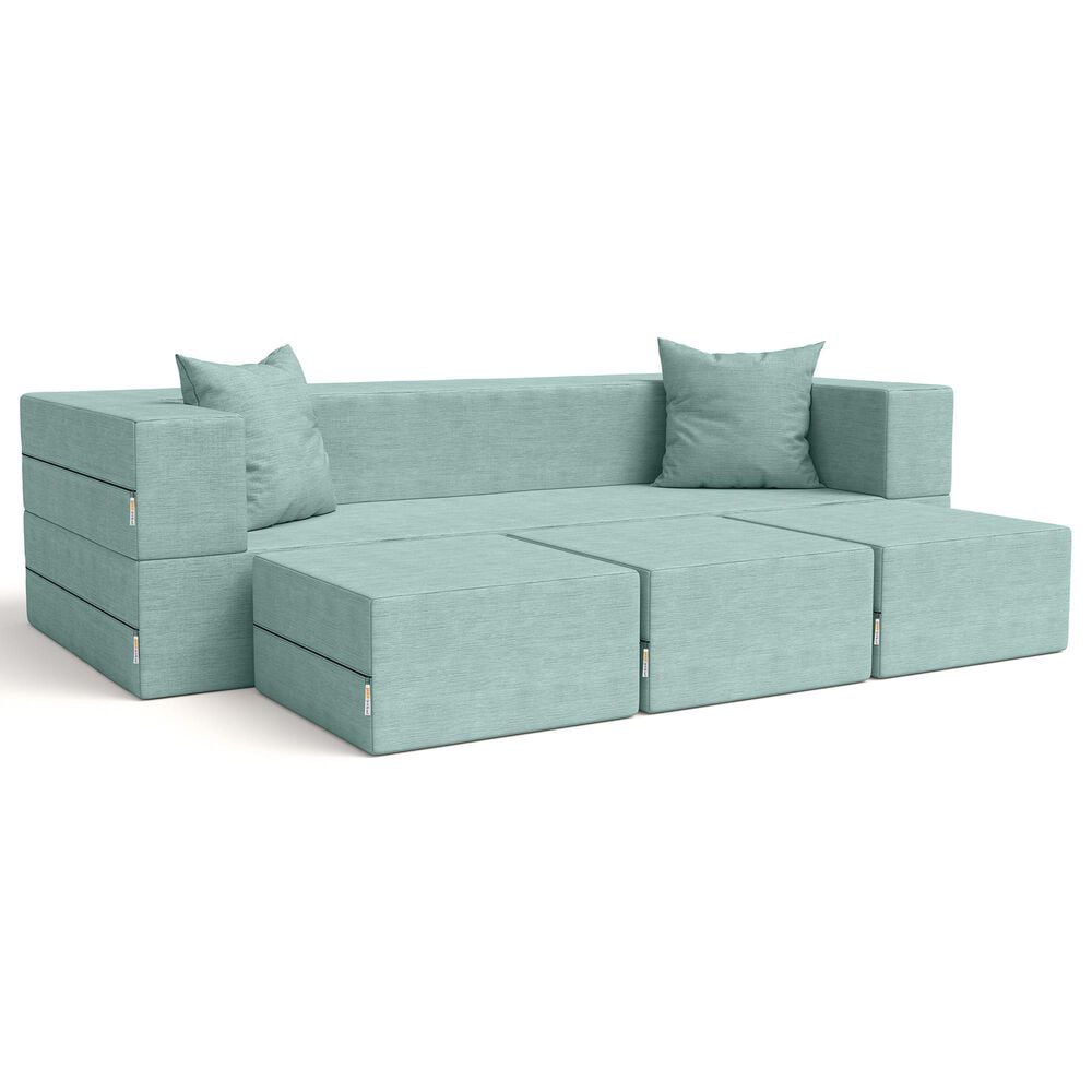 Jaxx Zipline 3-Piece Stationary Convertible Sleeper Sofa in Caribbean Velvet, , large