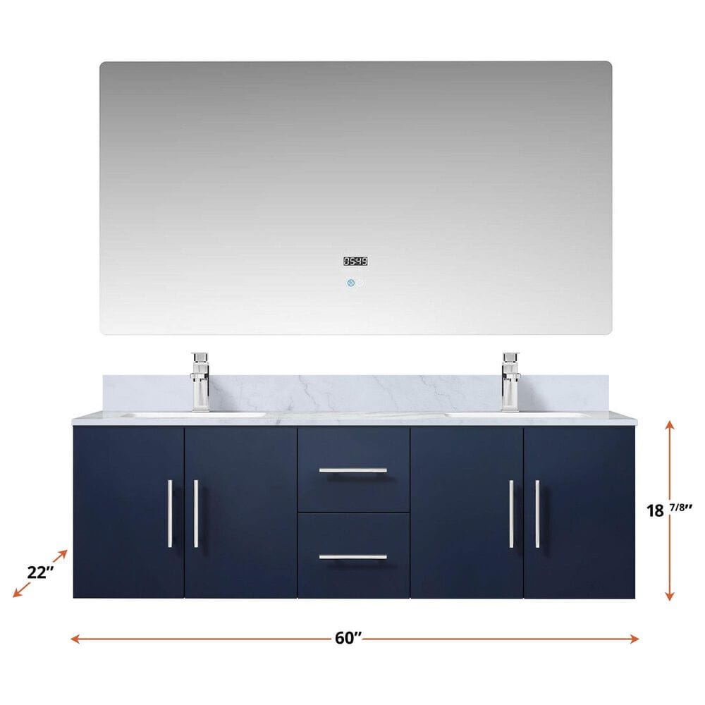 Lexora Home Geneva 60&quot; Double Bathroom Vanity Cabinet Only in Dark Grey and 60&quot; LED Mirror, , large