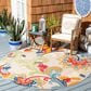 Safavieh Cabana CBN305A 6"7" Round Ivory and Blue Indoor/Outdoor Area Performance Rug, , large
