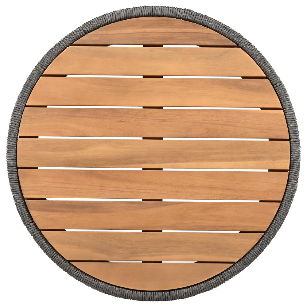 Hearth and Haven 2-Piece Outdoor Coffee Table and Side Table Set with Woven Rope Design in Grey and Teak, , large