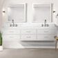 Lexora Home Castor 84" Double Bathroom Vanity in White with 2 cm White Carrara Marble Top and Rectangular Sinks, , large