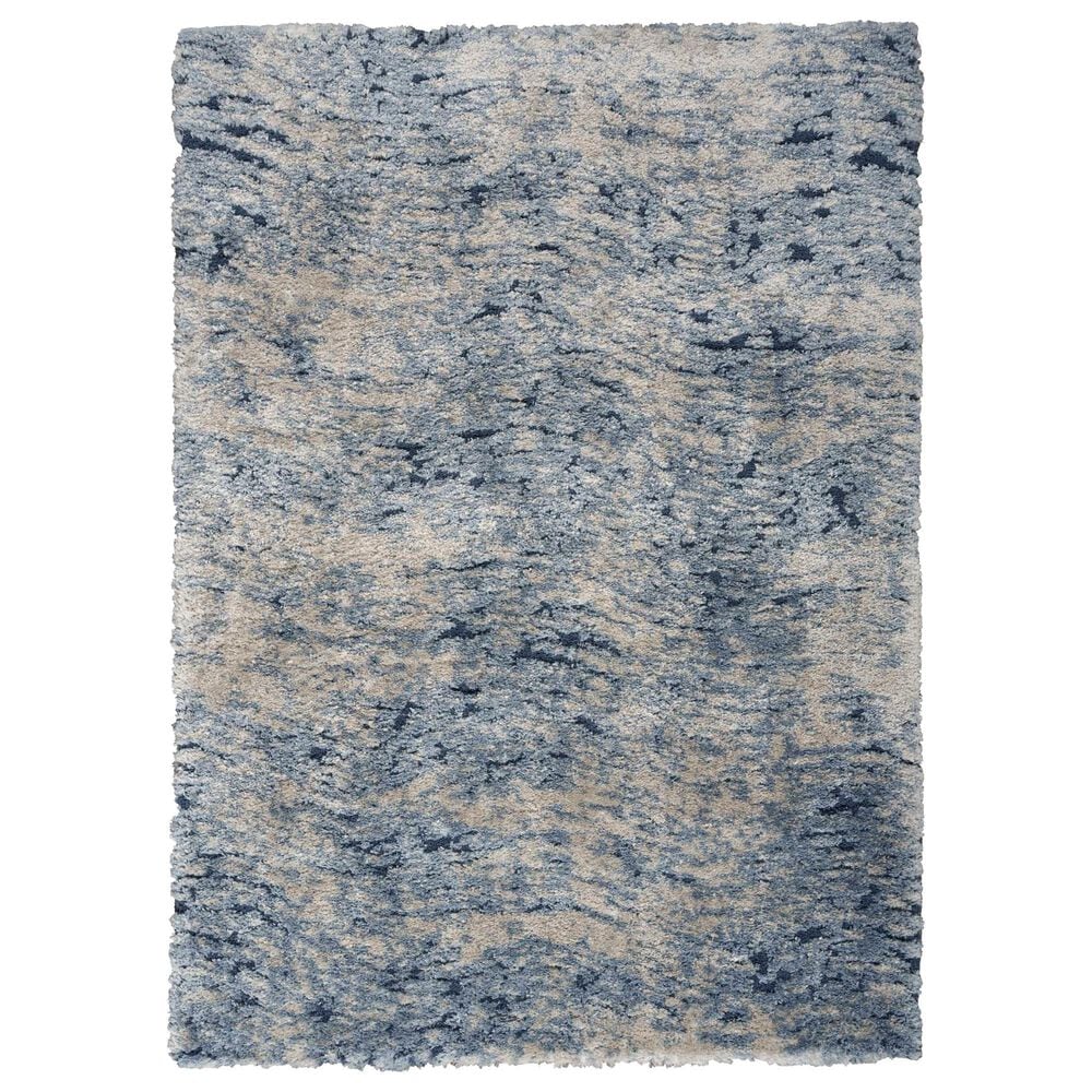 Nourison Dreamy Shag Abstract 9" x 12" Light Blue Area Rug, , large