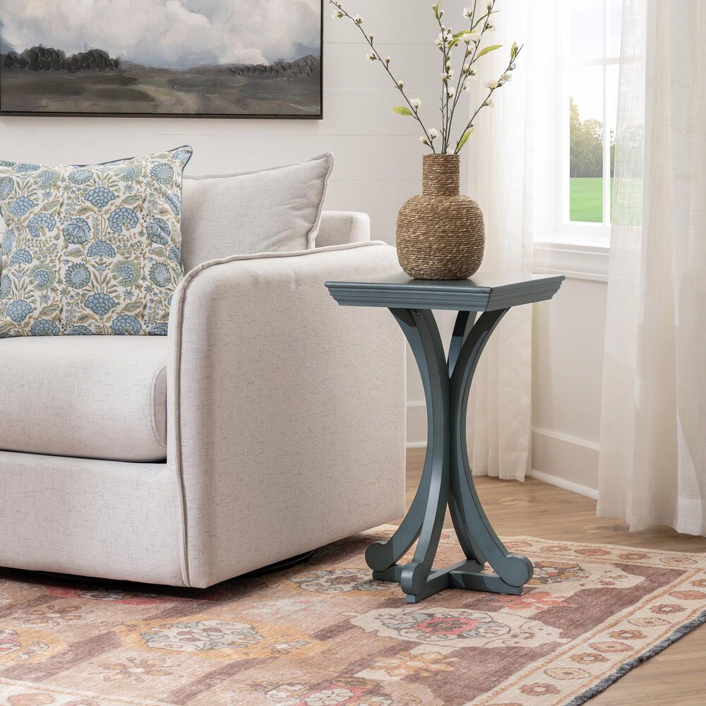 Linden Boulevard Dylan Sculptural Pedestal End Table in Blue, , large