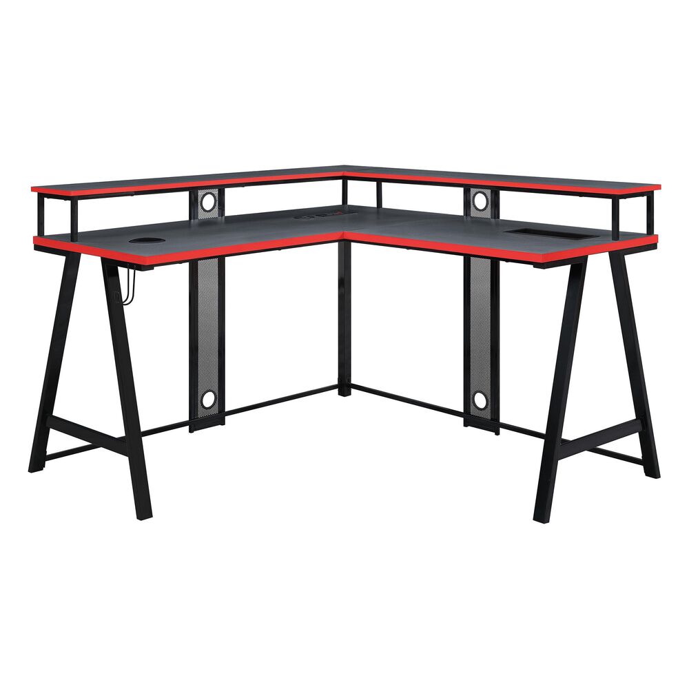 OSP Home Disruptor L-Shaped Gaming Desk in Black and Red, , large