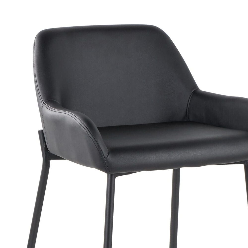 LumiSource Daniella Counter Stool with Black Faux Leather Upholstery in Black (Set of 2), , large
